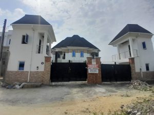 Newly built luxury 4 bedroom semi detached house  @ Golden Ray Estate, inside Olokonla estate, after LBS, Lekki-Epe Expressway, Lagos.  Features: -Gate house ensuite with ensuite servant or driver's room -4 bedroom spacious rooms -Study room -Courtyard for relaxation spot -Spacious compound -Attached ensuite servant room II -Fitted kitchen with store -Quiet, serene and gated developed estate  Price:  SALE: 130m naira LETTING: 5m naira per annum